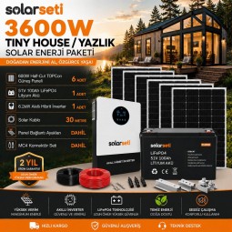 3600W Tiny House / Yazlık Solar Enerji Paketi - 51v 100Ah LifePO4 Akü - 6.2Kw Akıllı Hibrit İnverter 3600W Tiny House / Yazlık Solar Enerji Paketi - 51v 100Ah LifePO4 Akü - 6.2Kw Akıllı Hibrit İnverter